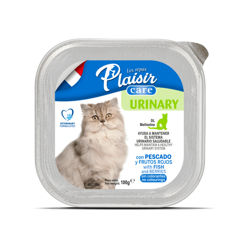 Alimento humedo Para Gato  Plaisir Cuidado Urinario Con Pescado Y Frutos Rojos